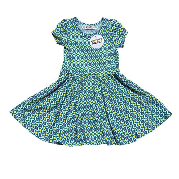 Dot Dot Smile Toddler Girl’s Size 2T Geometric‎ Print Cap Sleeve Twirl Dress NWT - Picture 1 of 6